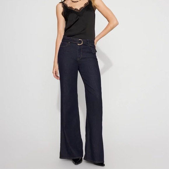 NWT WHBM High-Rise Belted Wide-Leg Jean